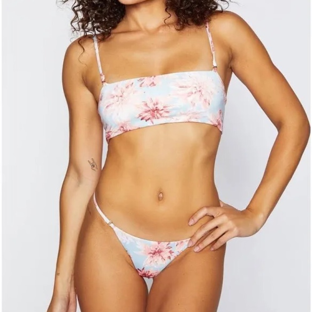 Floral Bikini Set - Blue and Pink